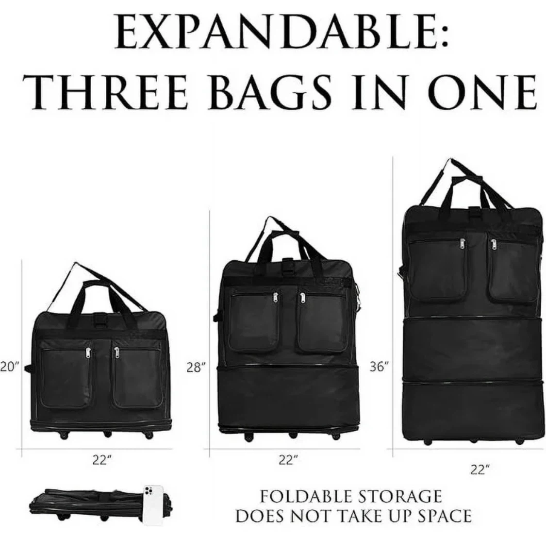 Camel Mountain Black Rolling Duffle Bag