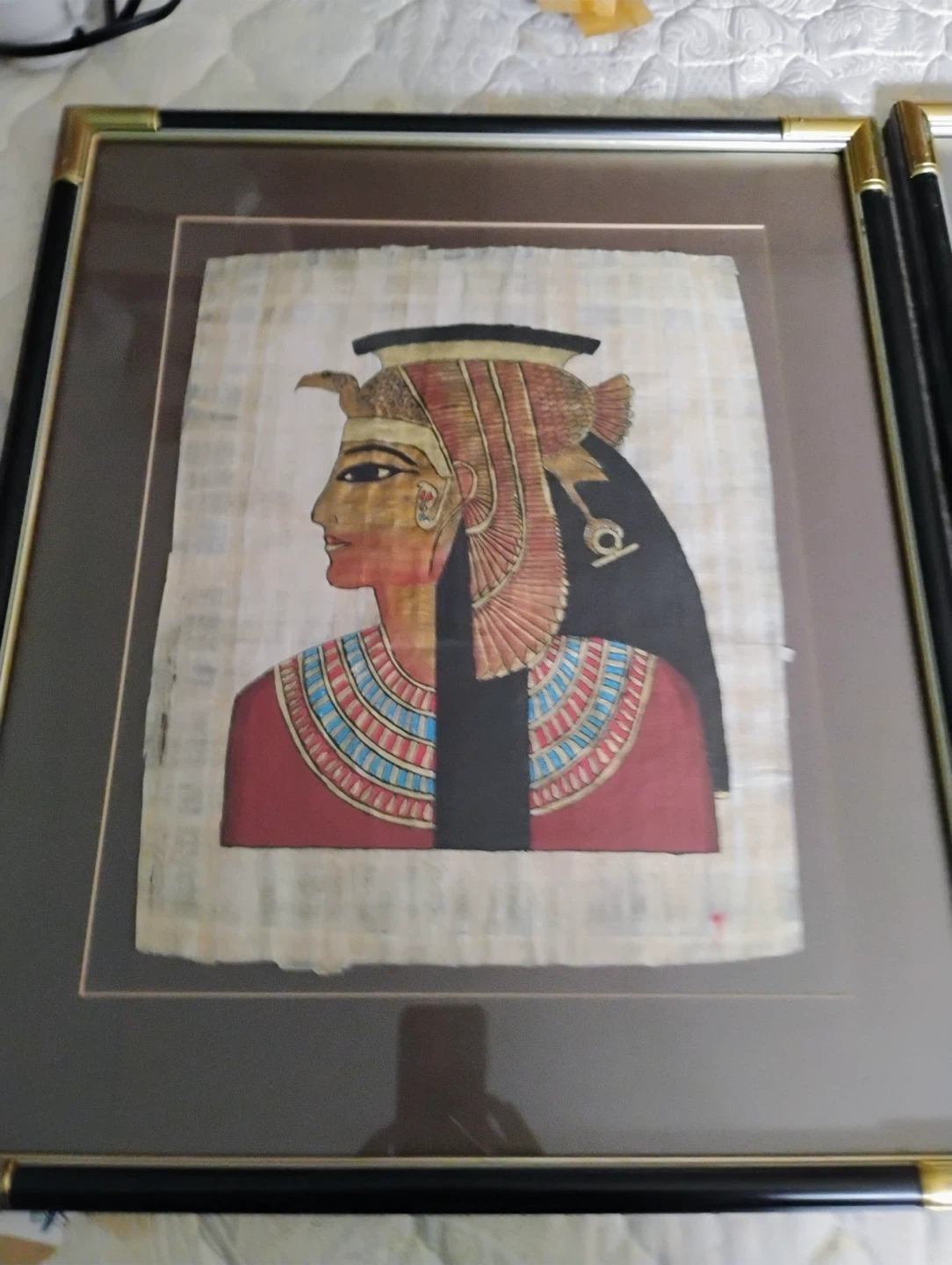 Framed Egyptian Papyrus Art - King Tut & Queen - photo 3