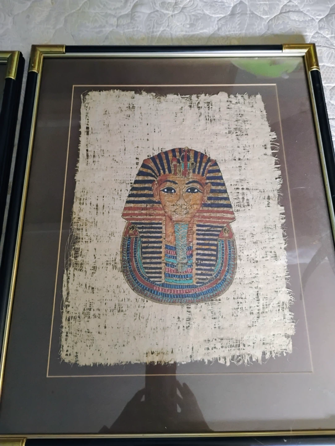 Framed Egyptian Papyrus Art - King Tut & Queen - photo 2