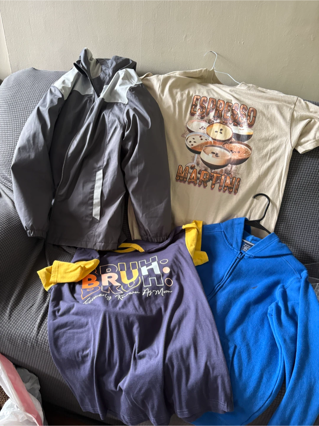 Bundle of 4 Tops: Jacket, 2 T-shirts, Hoodie