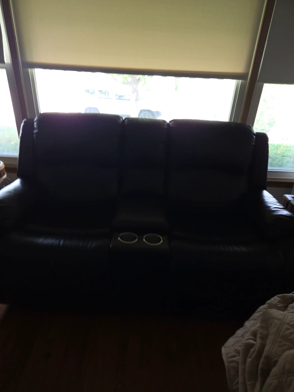 Dark Brown Leather Recliner Sofa with Cup Holders - photo 5