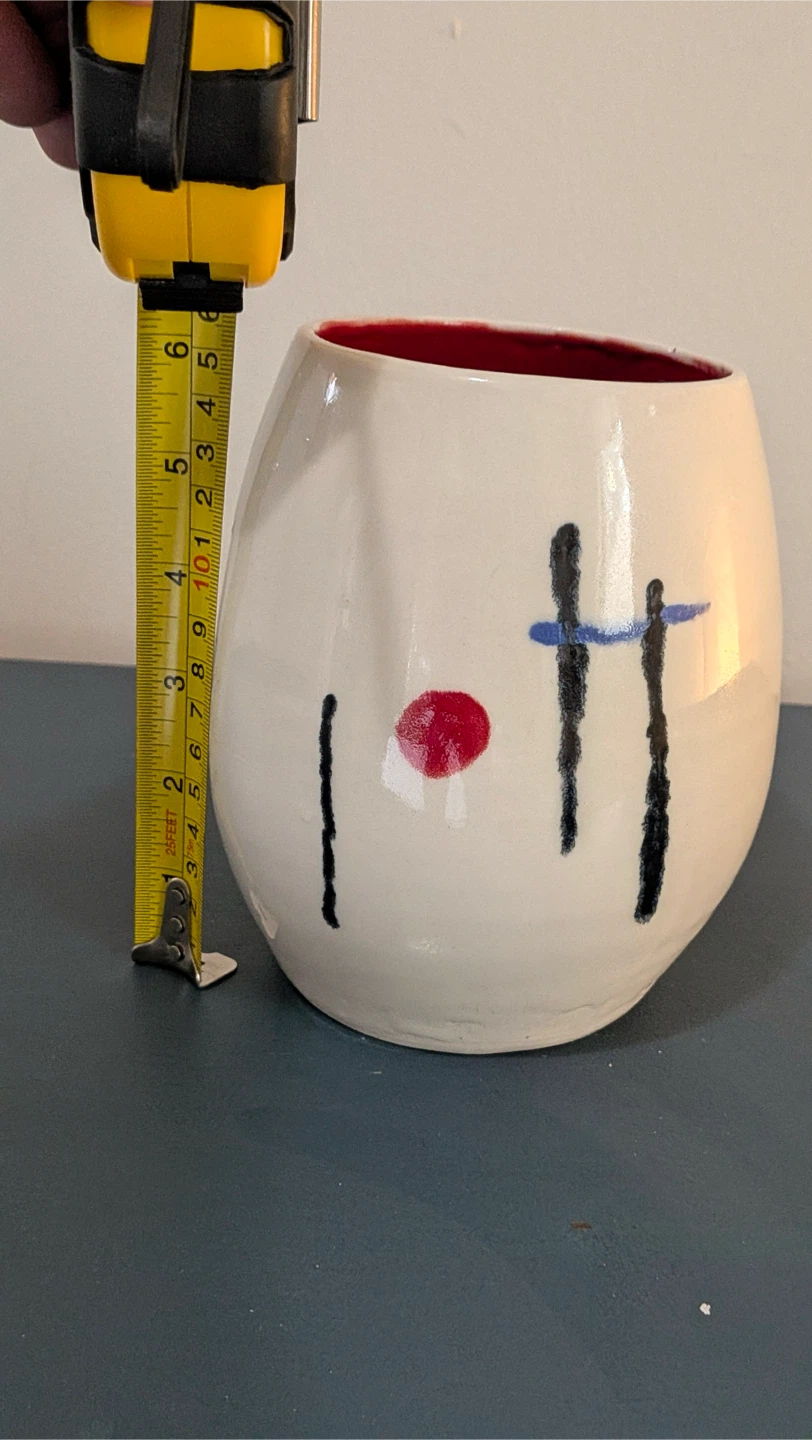 White Ceramic Vase with Abstract Design