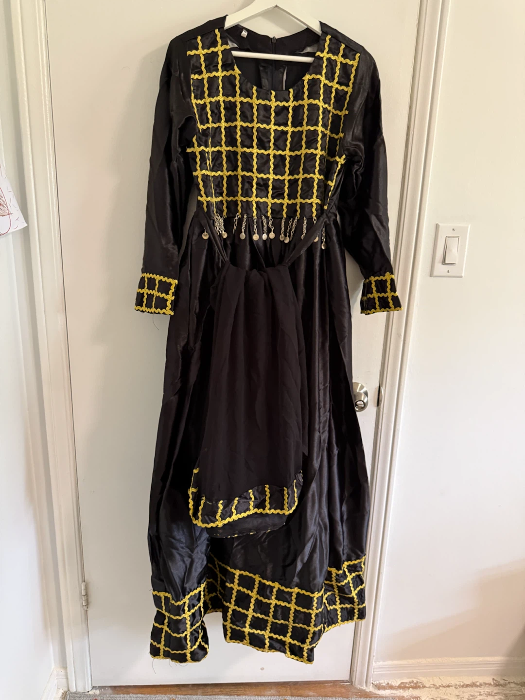 Black & Yellow Embellished Maxi Dress