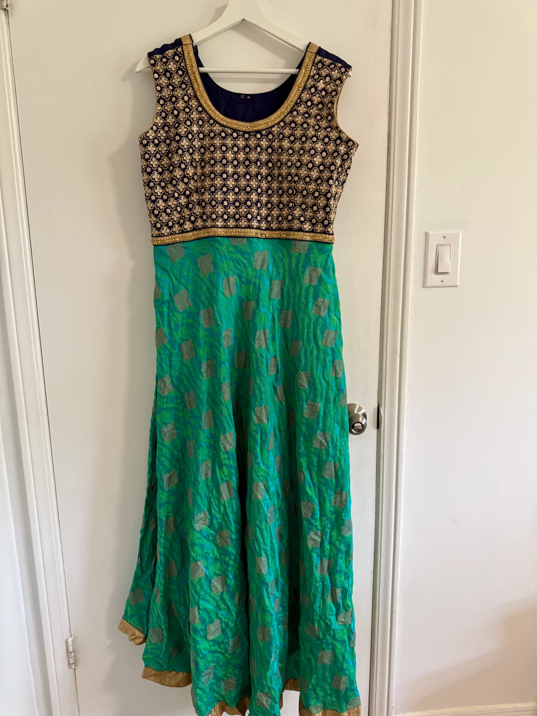 Embellished Teal Anarkali Dress