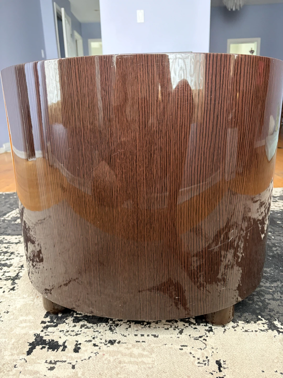 Round Wood Nightstand with Glass Top - photo 5