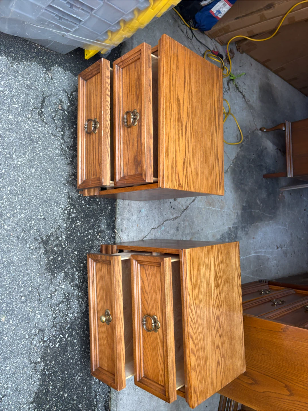 Free delivery used Pair of Oak Nightstands - photo 5