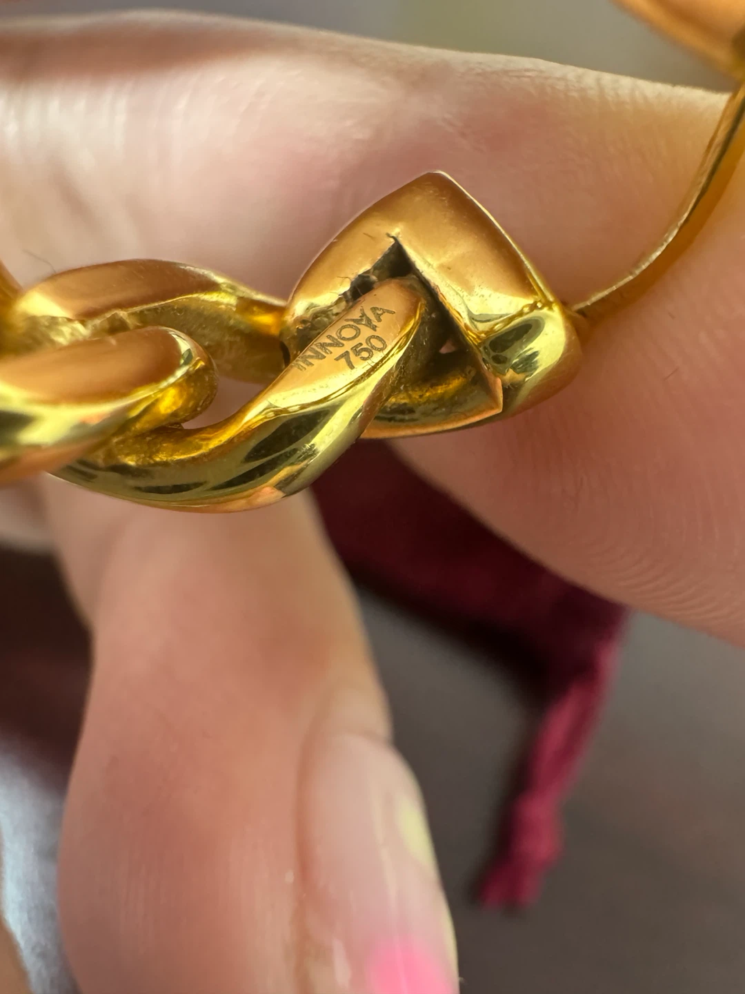 18K real Gold Chain Link Hoop Earrings - photo 3
