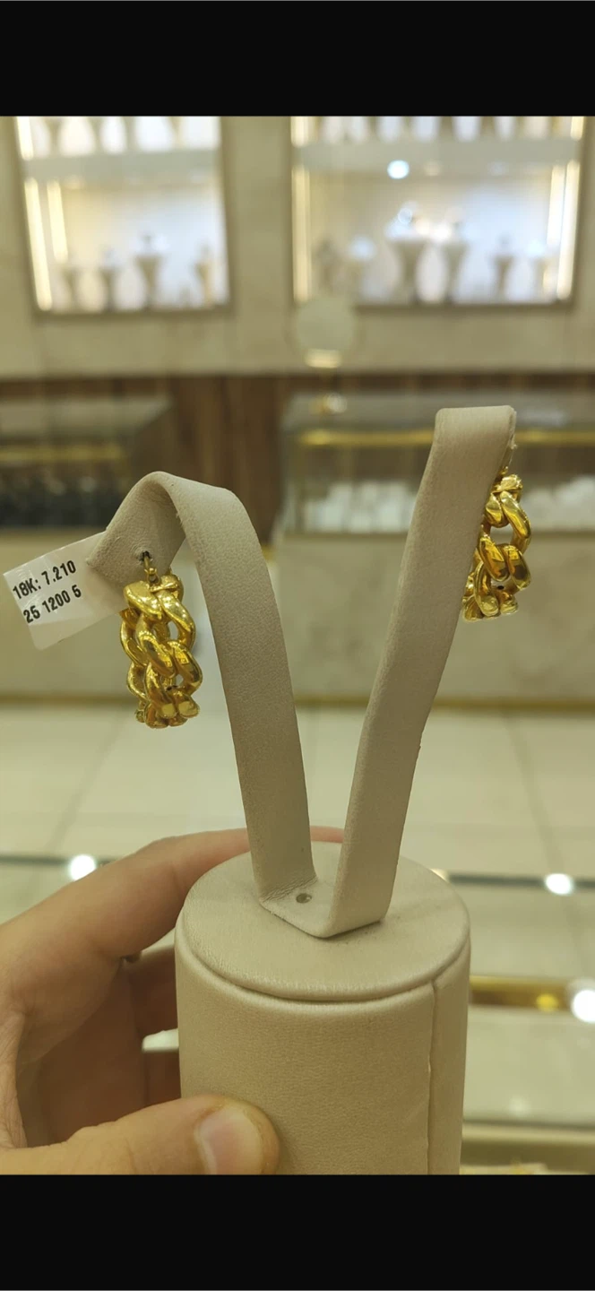 18K real Gold Chain Link Hoop Earrings - photo 4