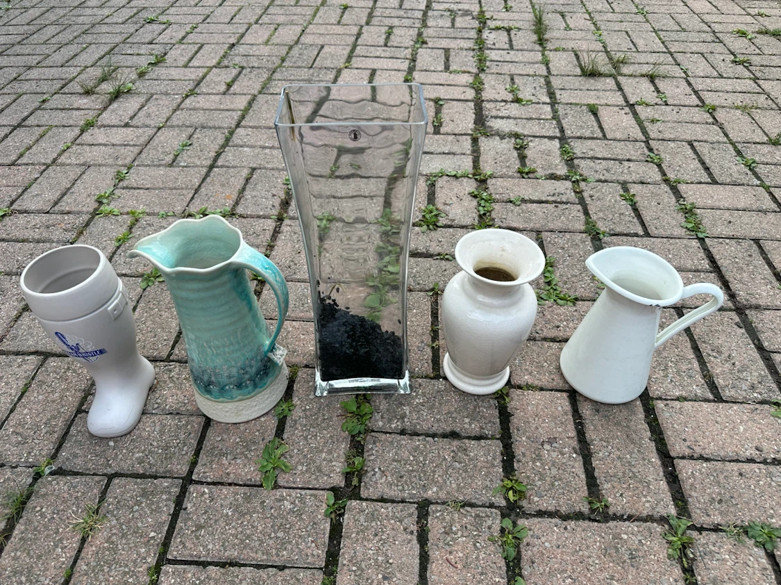 Mixed lot of ceramic and glass vases and pitchers