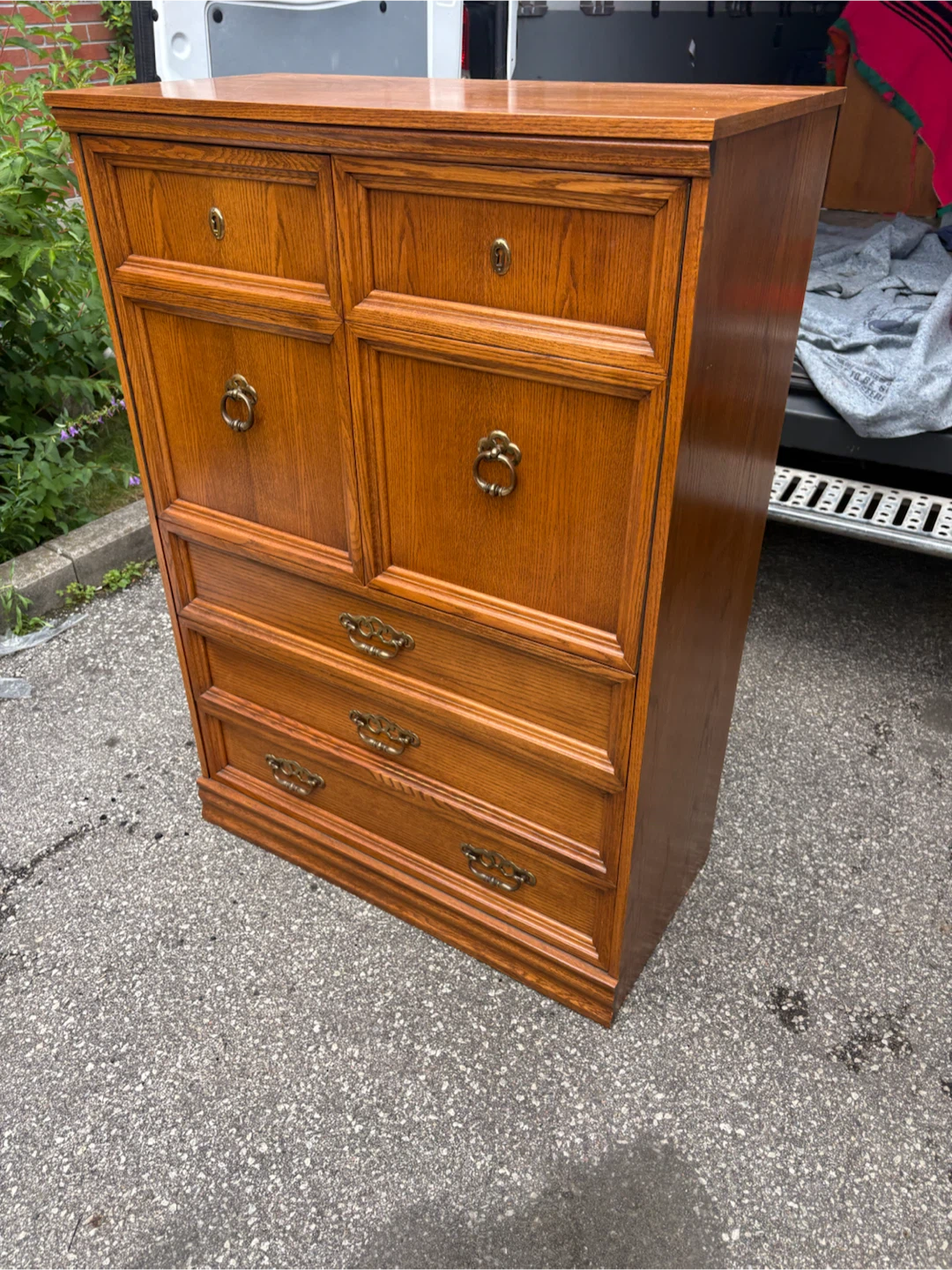 Free delivery used Oak Wood Dresser / Chest of Drawers - photo 2