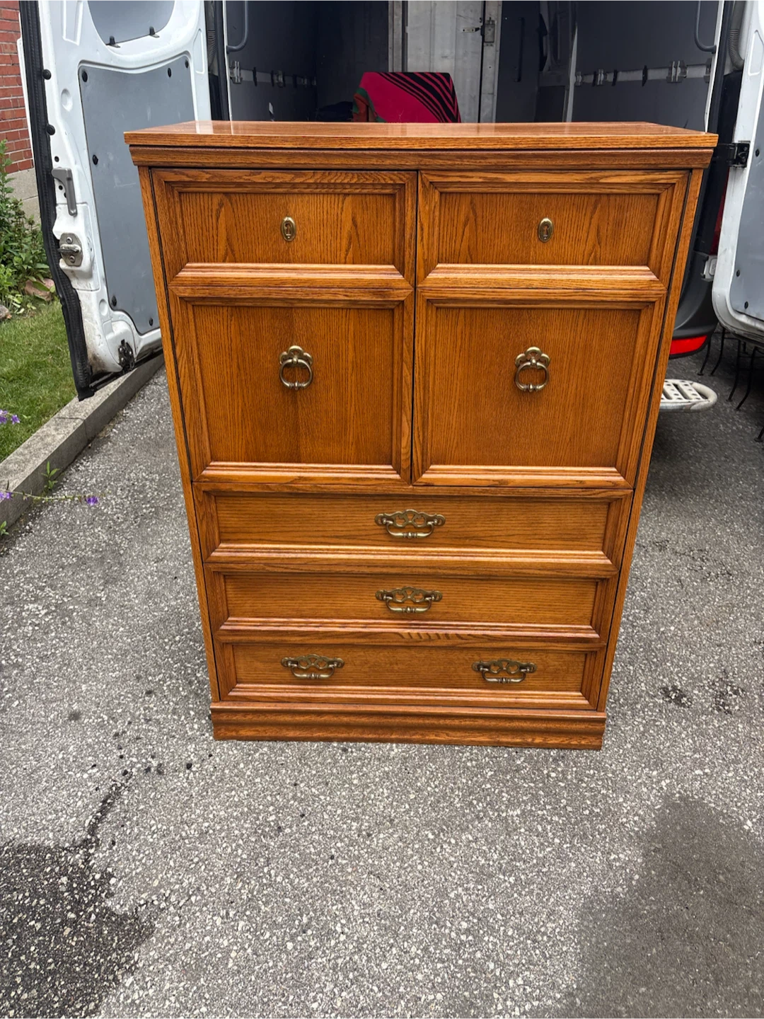 Free delivery used Oak Wood Dresser / Chest of Drawers - photo 3