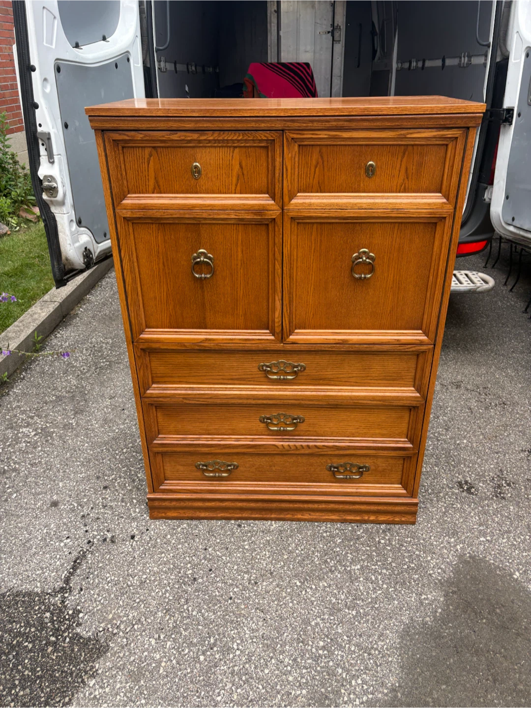 Free delivery used Oak Wood Dresser / Chest of Drawers - photo 4