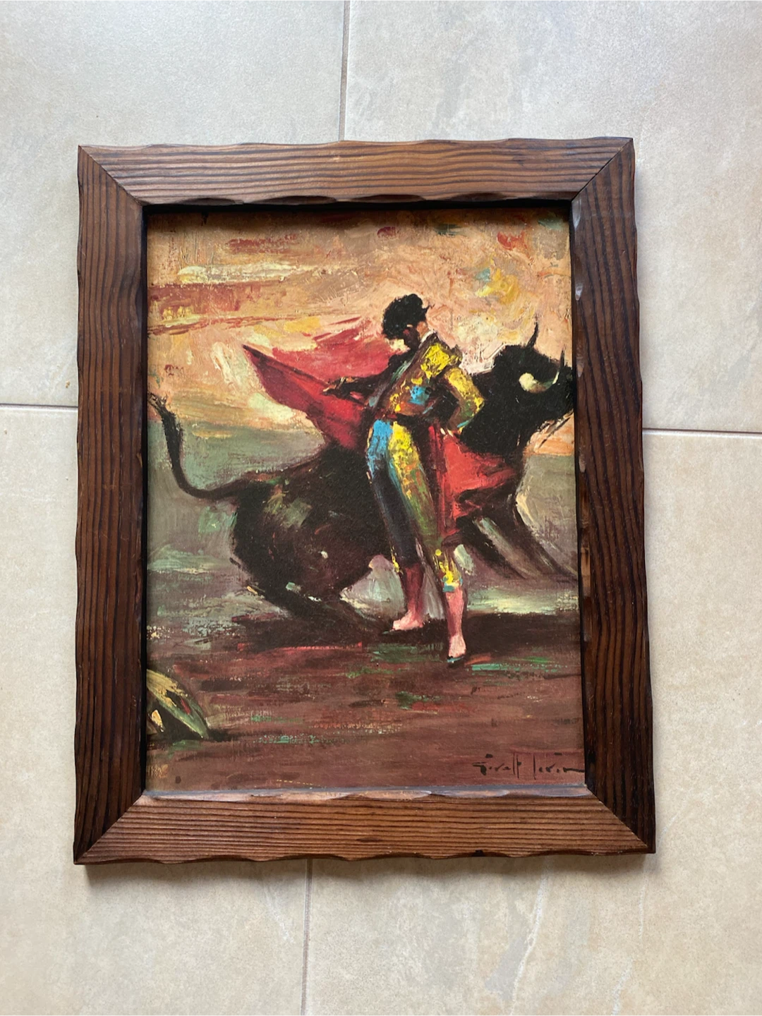 Vintage Matador Bullfighting Painting - photo 2