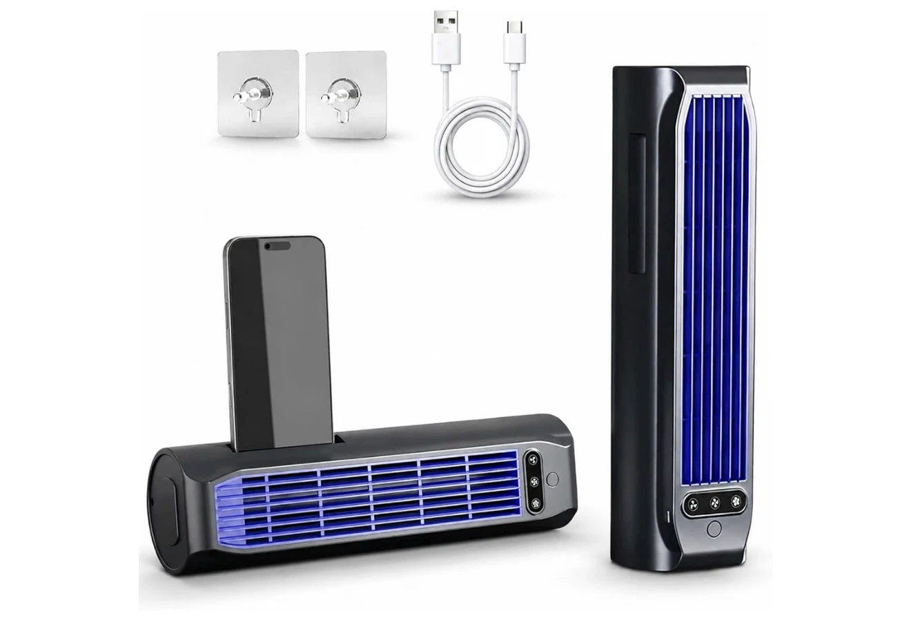 Portable Desktop Tower Fan with Phone Holder