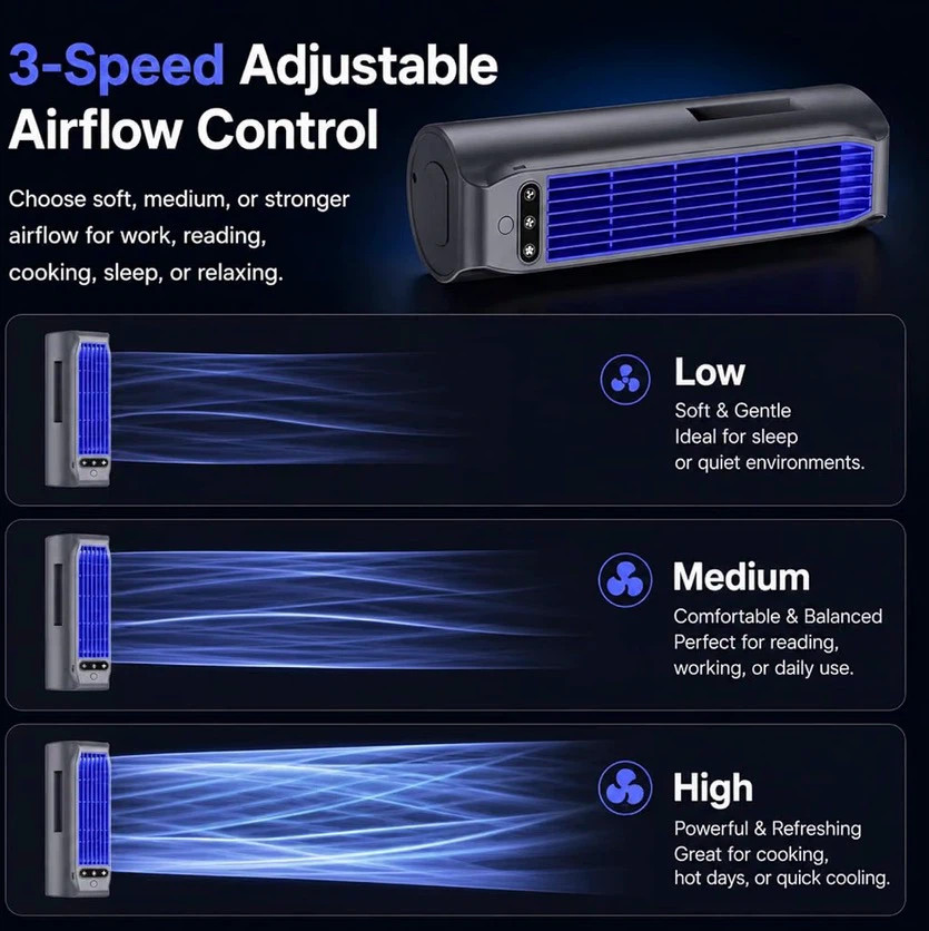 Portable Desktop Tower Fan with Phone Holder - photo 3