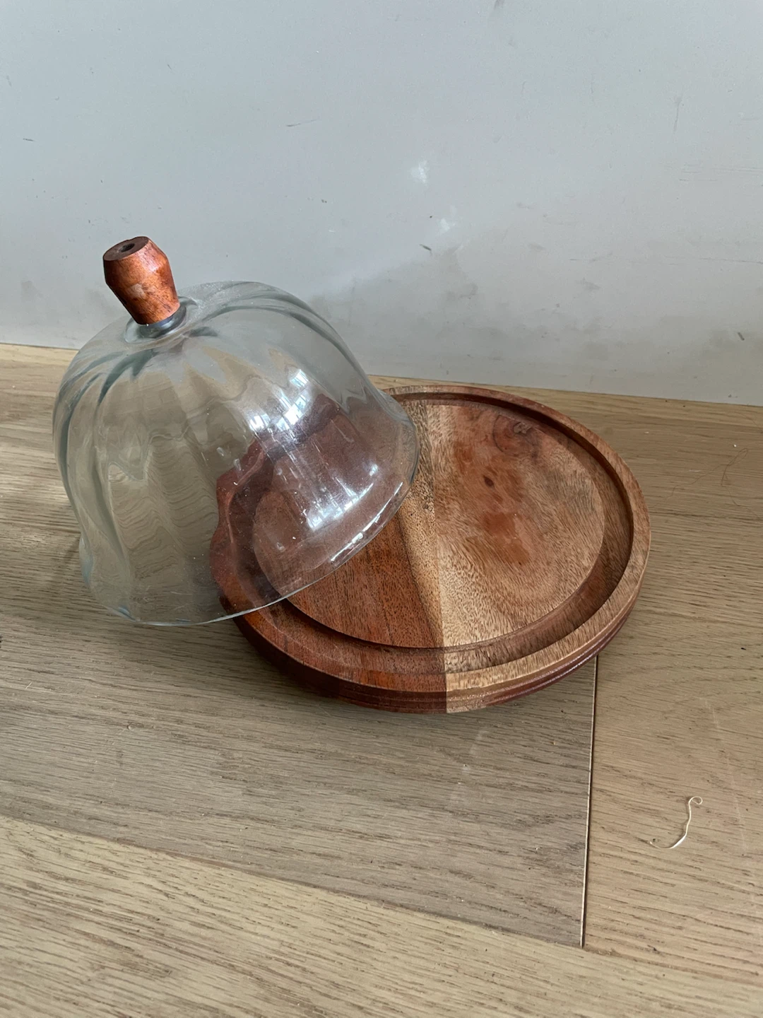 Vintage Glass Dome with Wooden Base