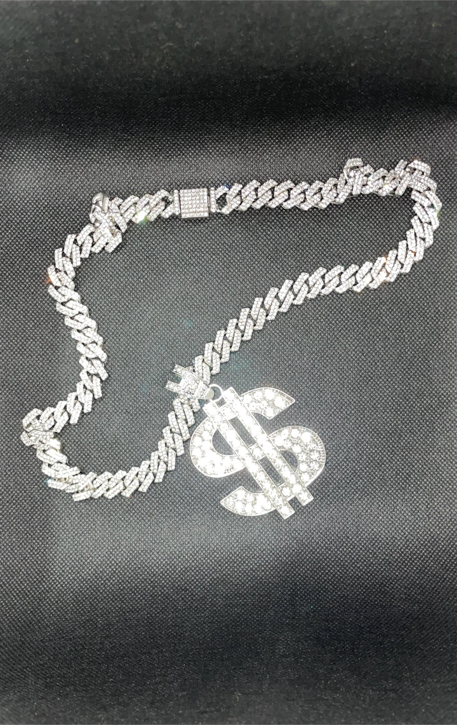 Silver Dollar Sign Pendant Necklace