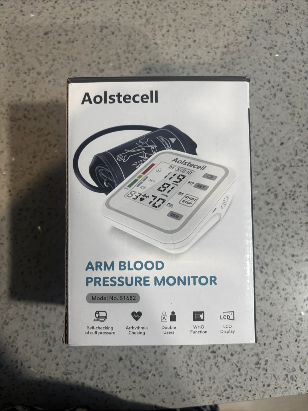 Aolstecell Arm Blood Pressure Monitor Model B1682 - photo 3