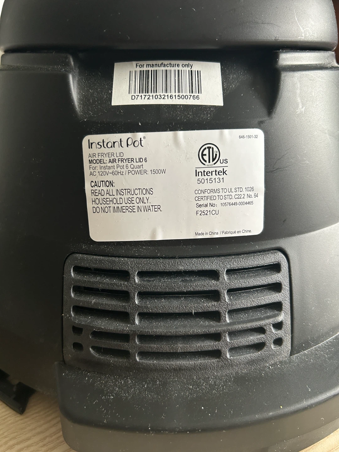 Instant Pot Air Fryer Lid 6 Quart - photo 3