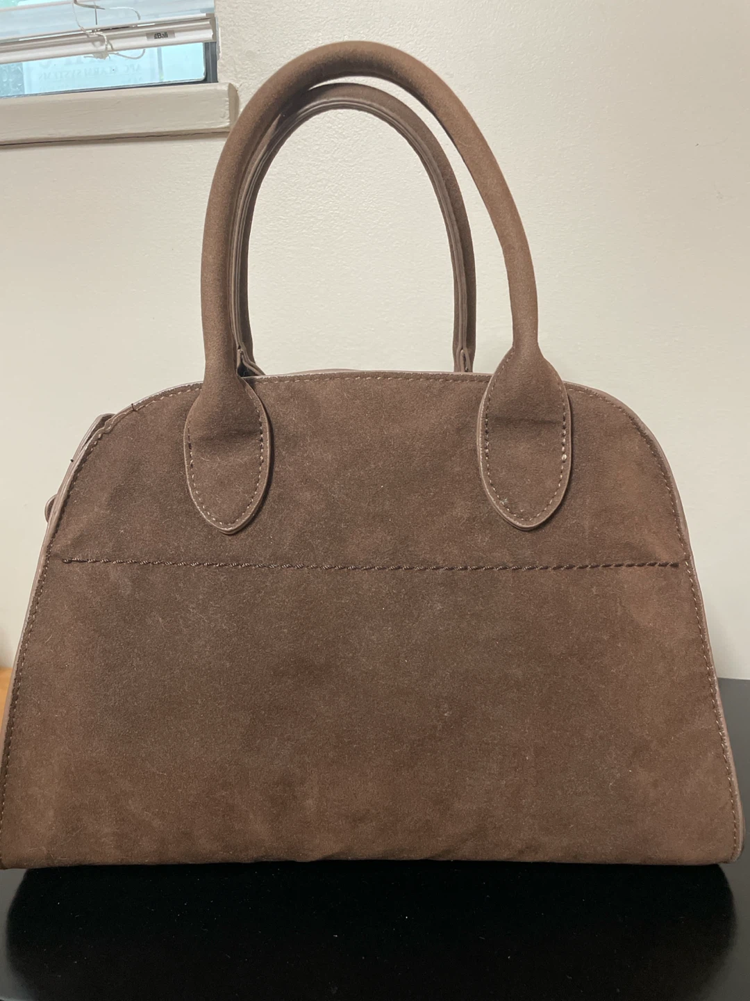 Brown Faux Suede Handbag
