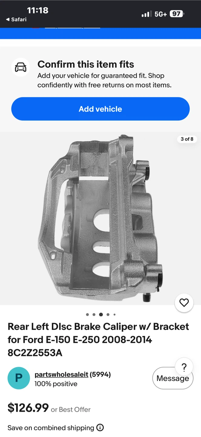 Rear right  Disc Brake Caliper Ford E-150 E-250 2008-2014 - photo 4