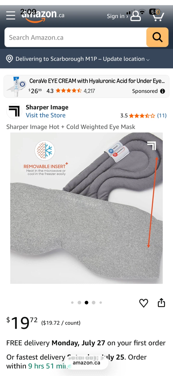 Sharper image HOT AND COLD weighed eye mask - photo 3