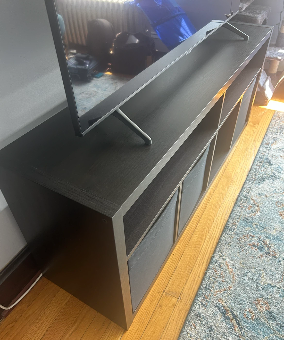 Black IKEA TV Stand with Storage Cubes - photo 2