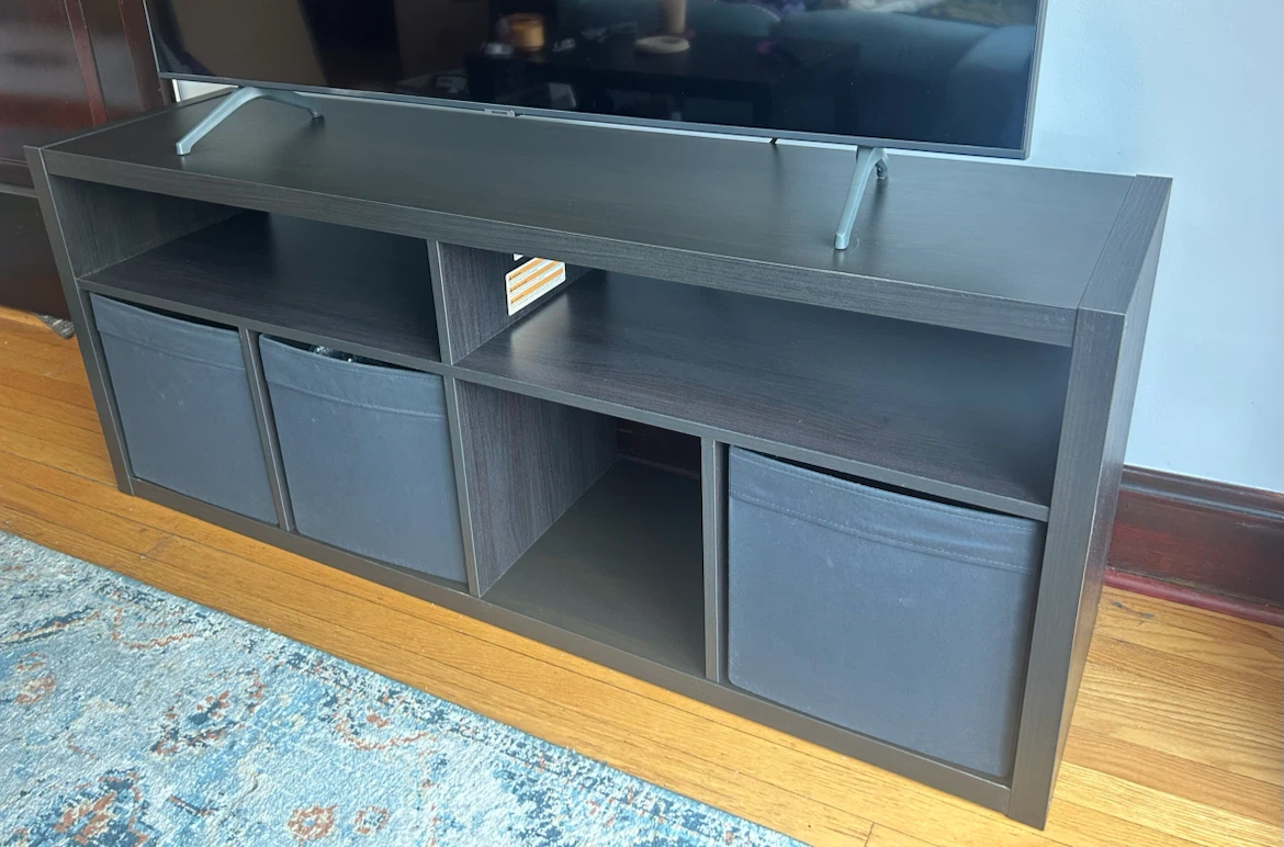 Black IKEA TV Stand with Storage Cubes - photo 3