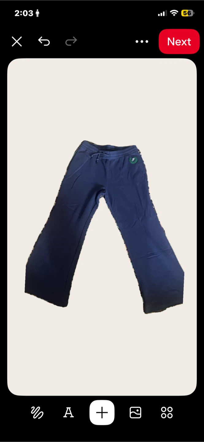 PINK Navy Blue Wide Leg Track Pants