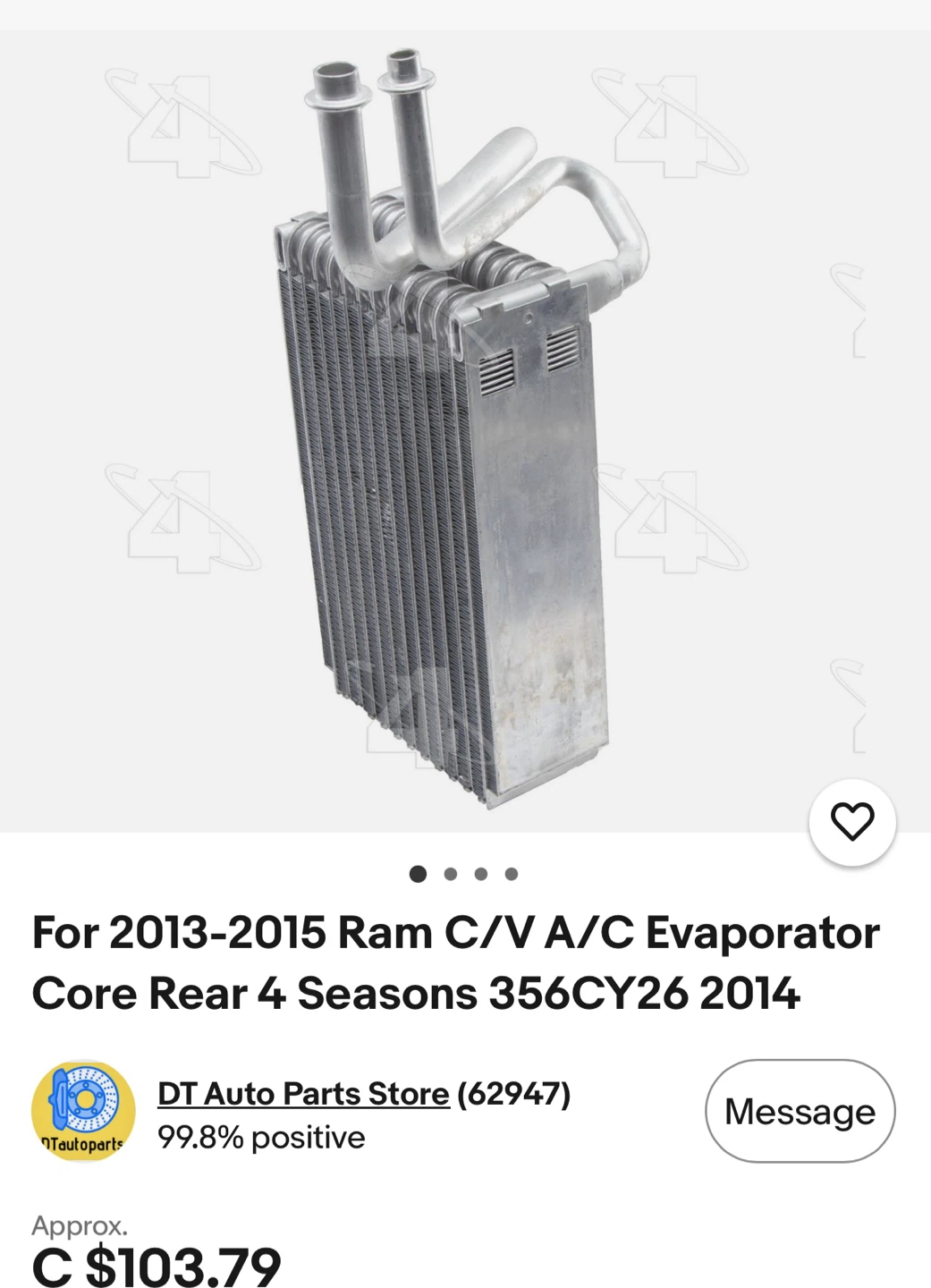A/C Evaporator Core Rear 4 Seasons Dodge Chrysler - photo 4