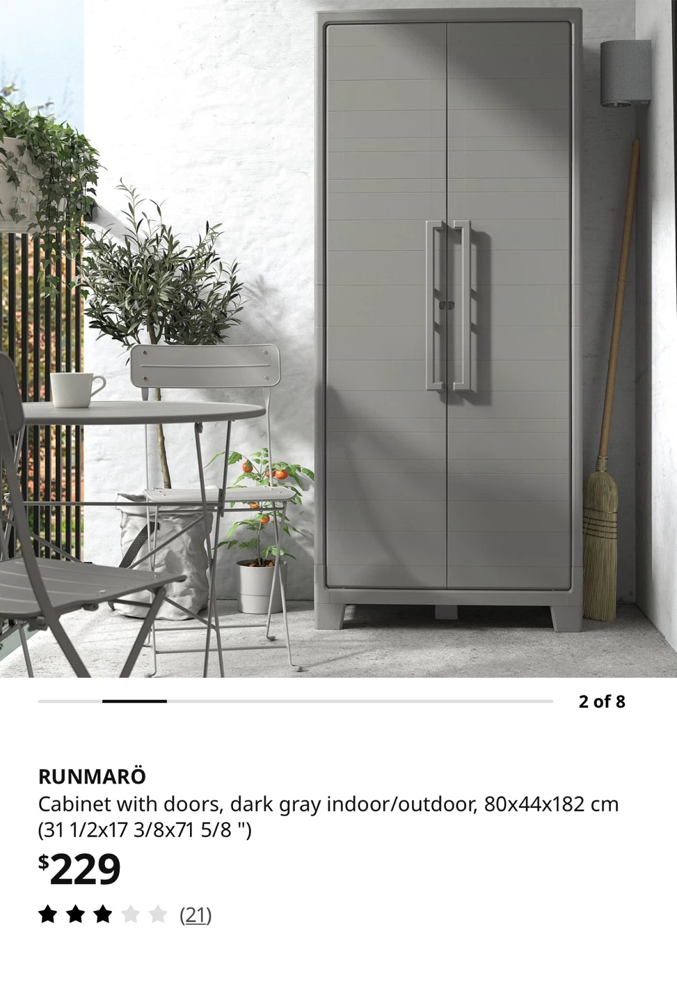 RUNMARÖ Cabinet with doors, dark gray - photo 3