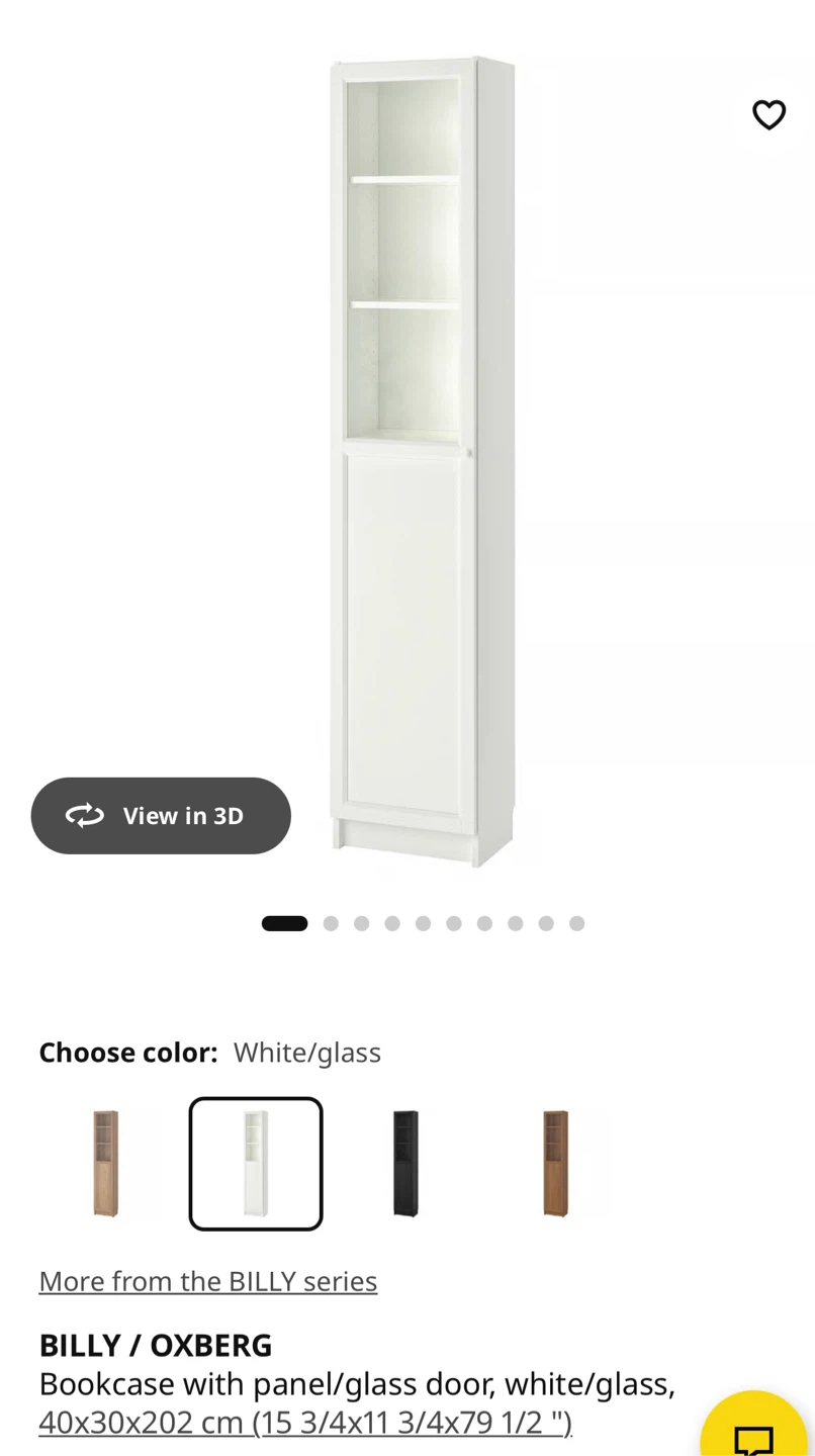 IKEA BILLY / OXBERG Bookcase with panel/glass door - White/glass