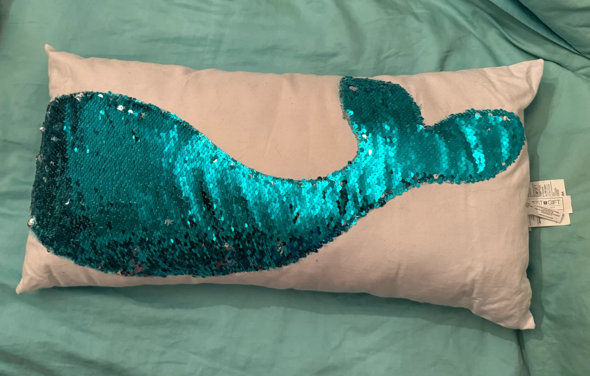Mermaid Tail Sequin Teal Pillow