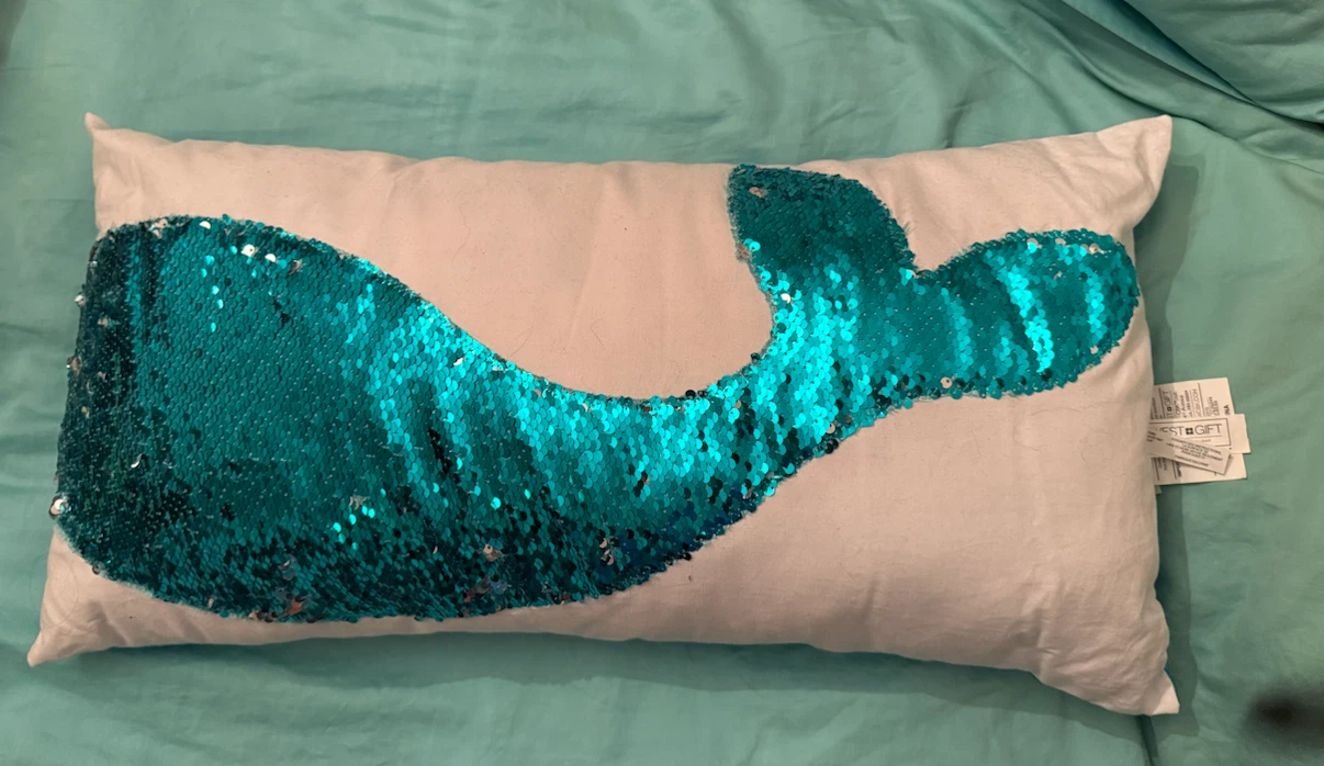 Mermaid Tail Sequin Teal Pillow - photo 2