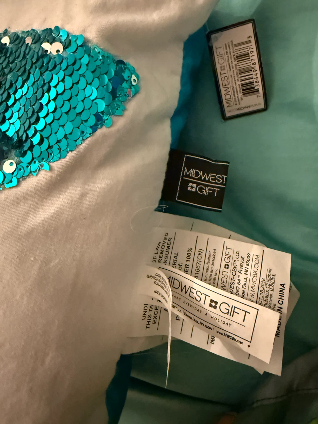 Mermaid Tail Sequin Teal Pillow - photo 3