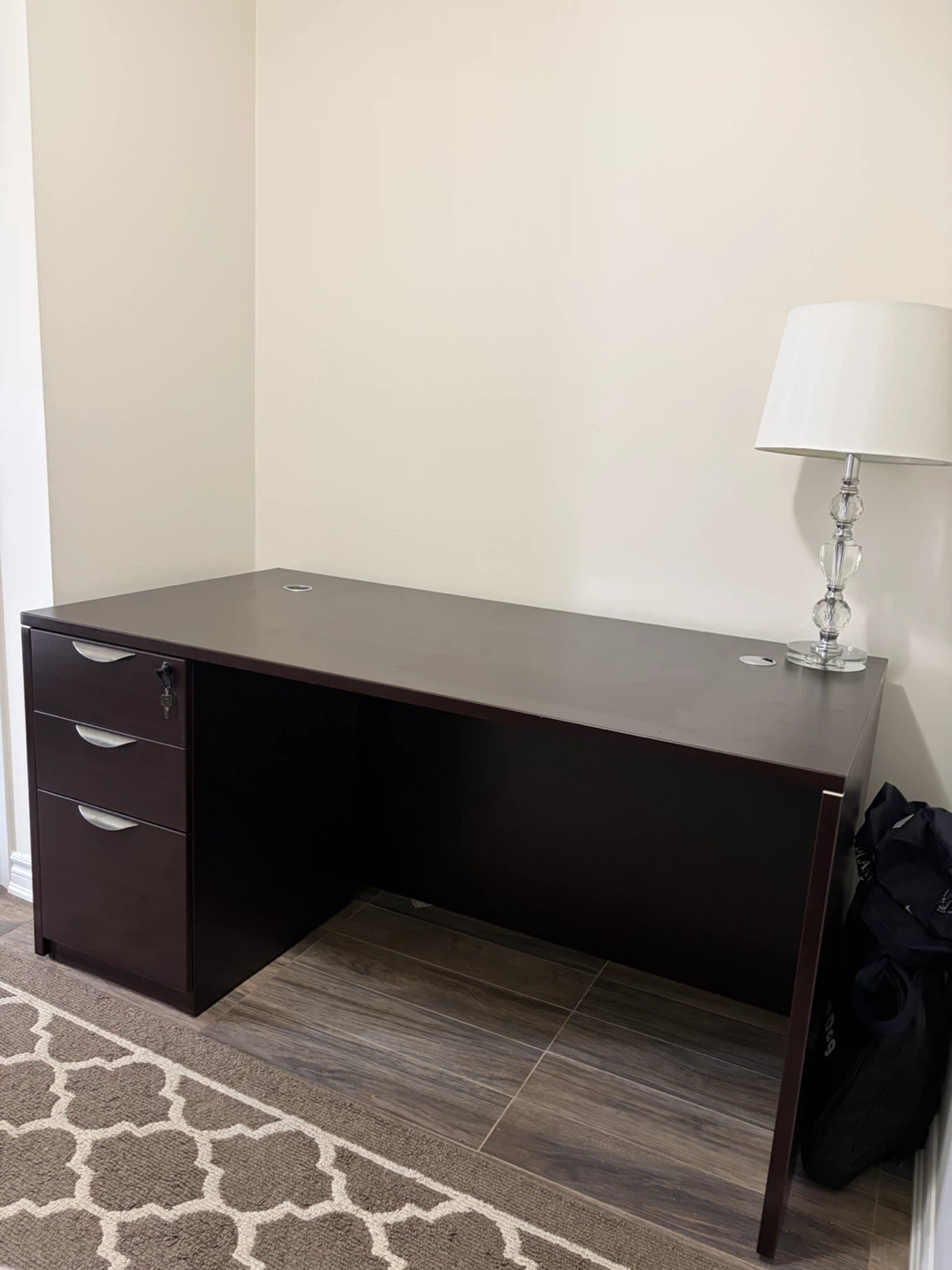 Dark Brown Executive Desk with Drawers