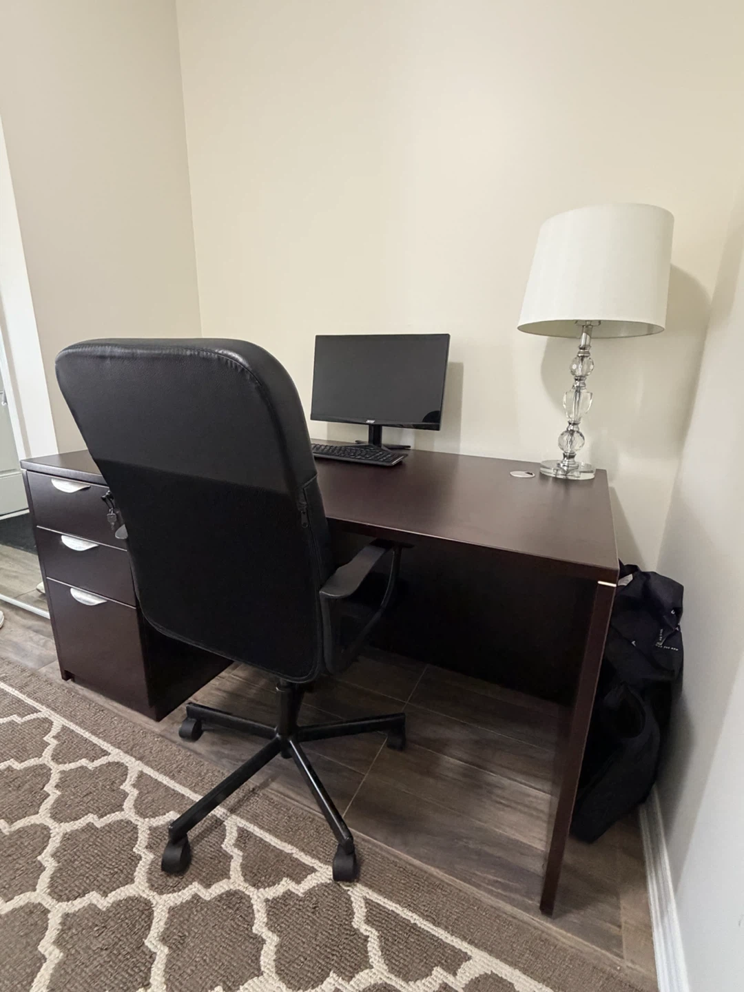 Dark Brown Executive Desk with Drawers - photo 5