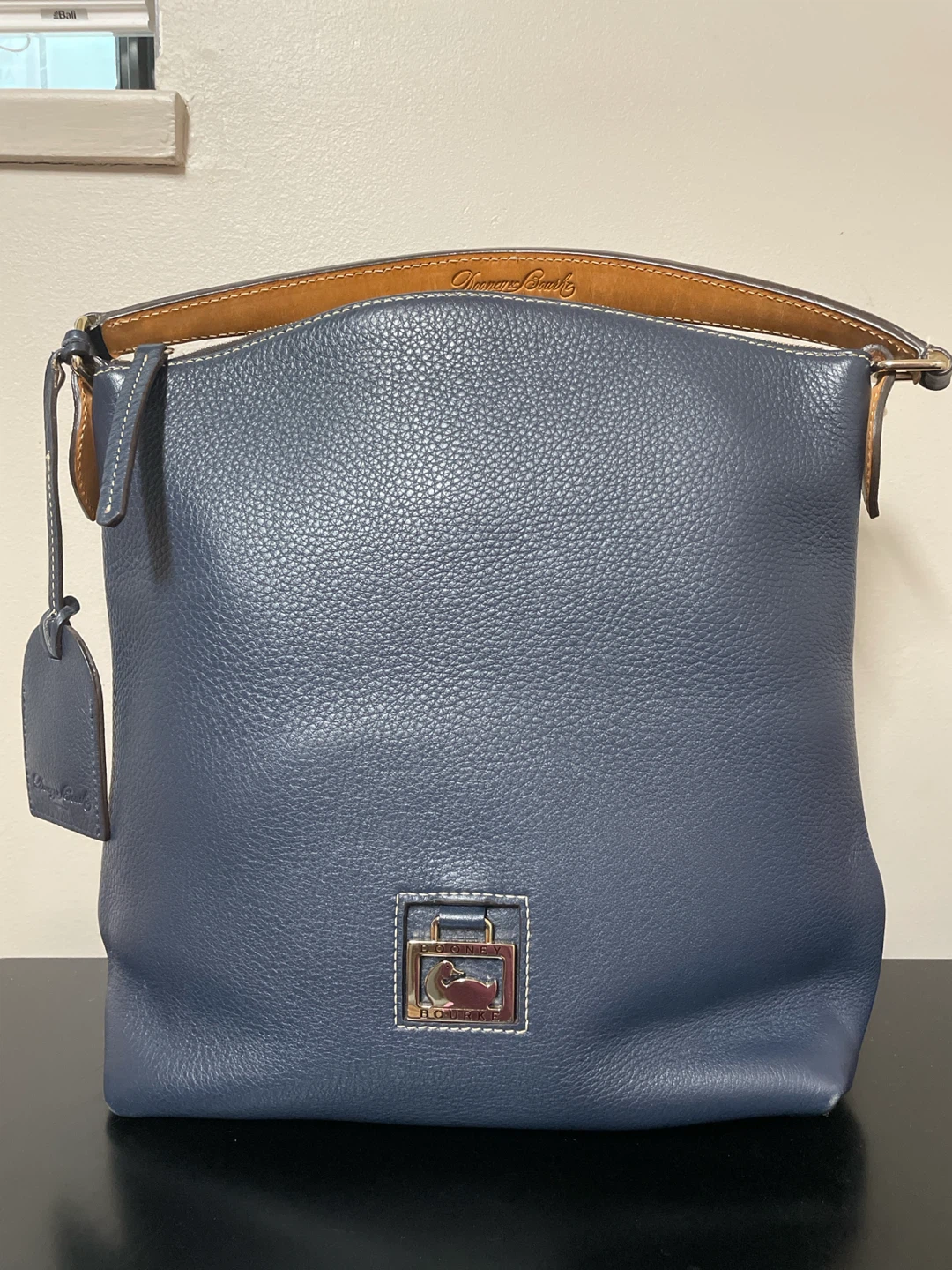Authentic Dooney & Bourke Navy Leather Shoulder Bag