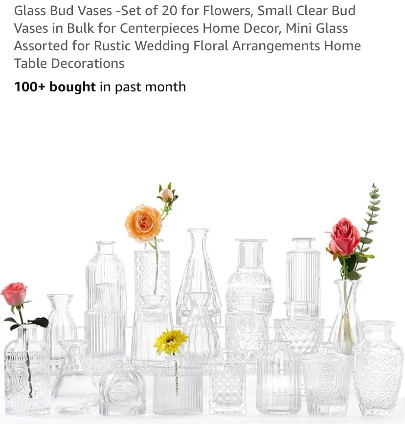 New 20 Bud Vases Clear Glass