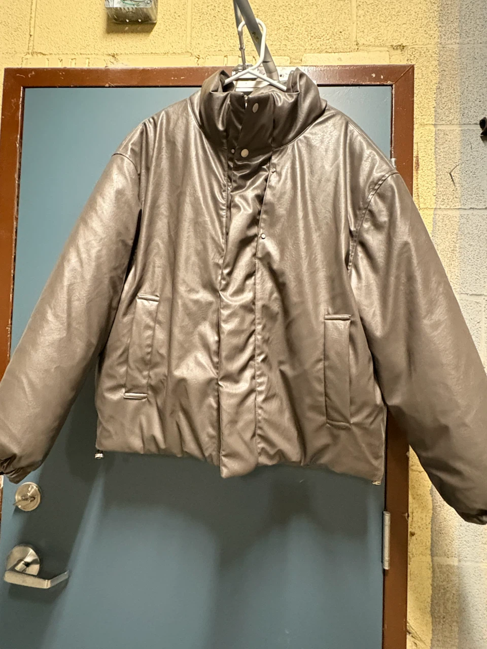 ZARA Faux Leather Puffer Jacket Size M