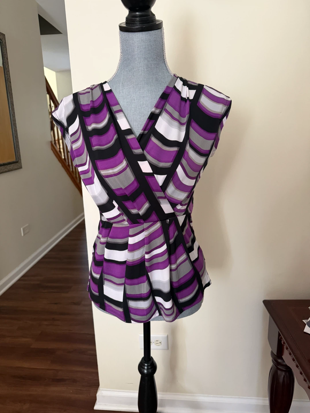 Worthington Women's Purple Striped Wrap Blouse Size M - photo 3
