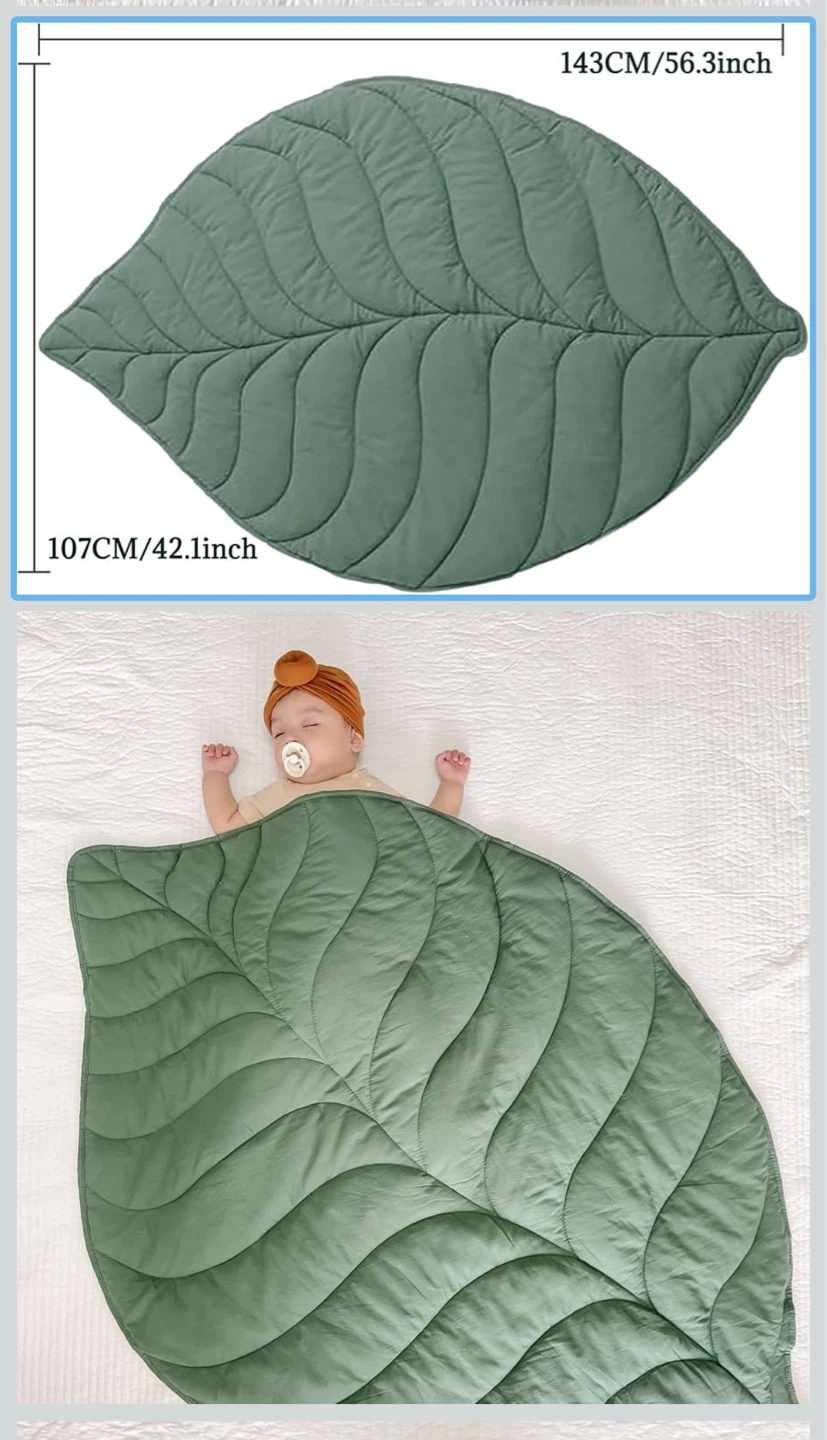 Cotton Leaf Nursery Rug Baby Play Mat - photo 5