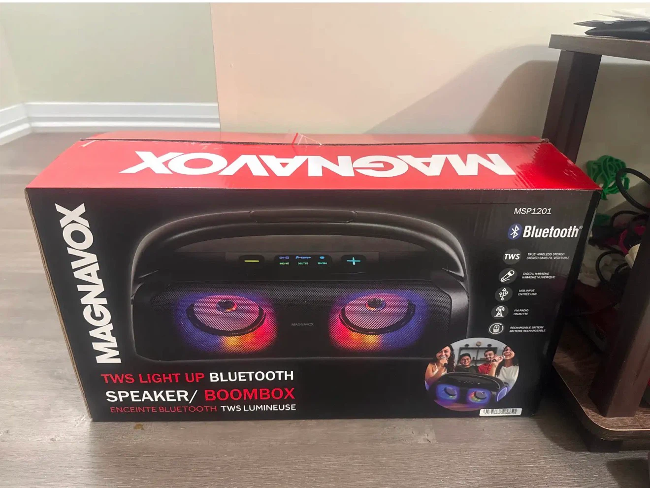 Magnavox MSP1201 TWS Light Up Bluetooth Speaker/Boombox