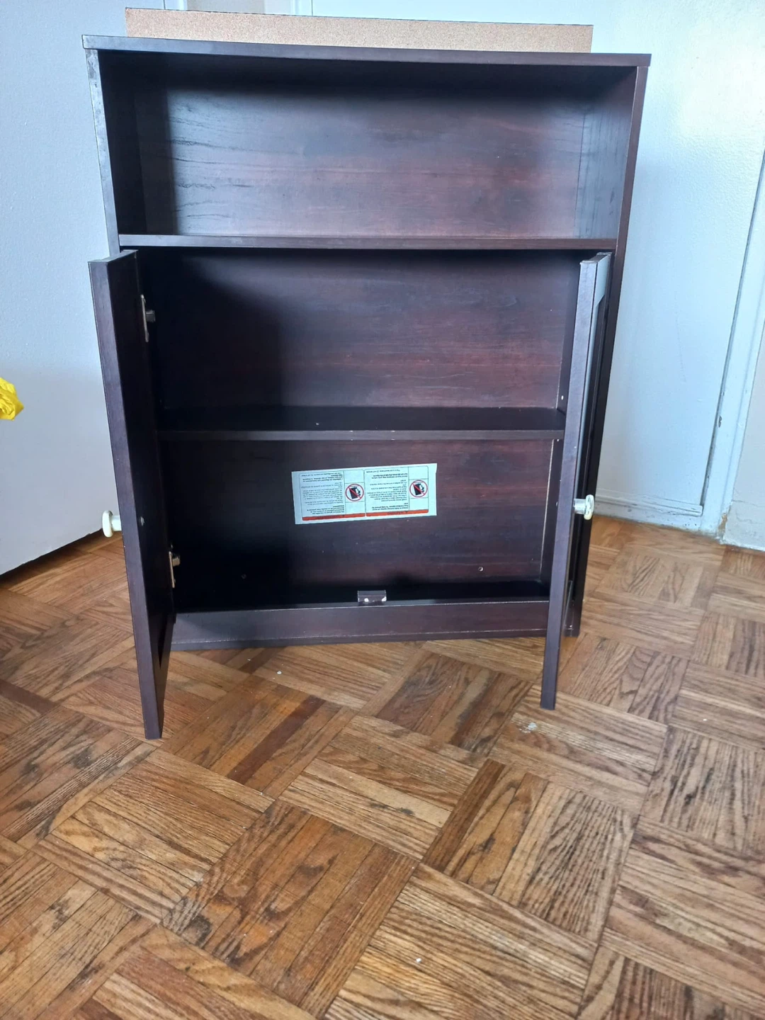 Dark Brown Two-Door Cabinet Bookshelf
