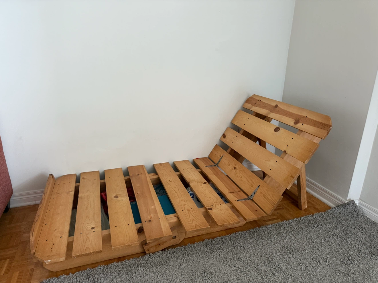Blue Futon Mattress and Wooden Frame