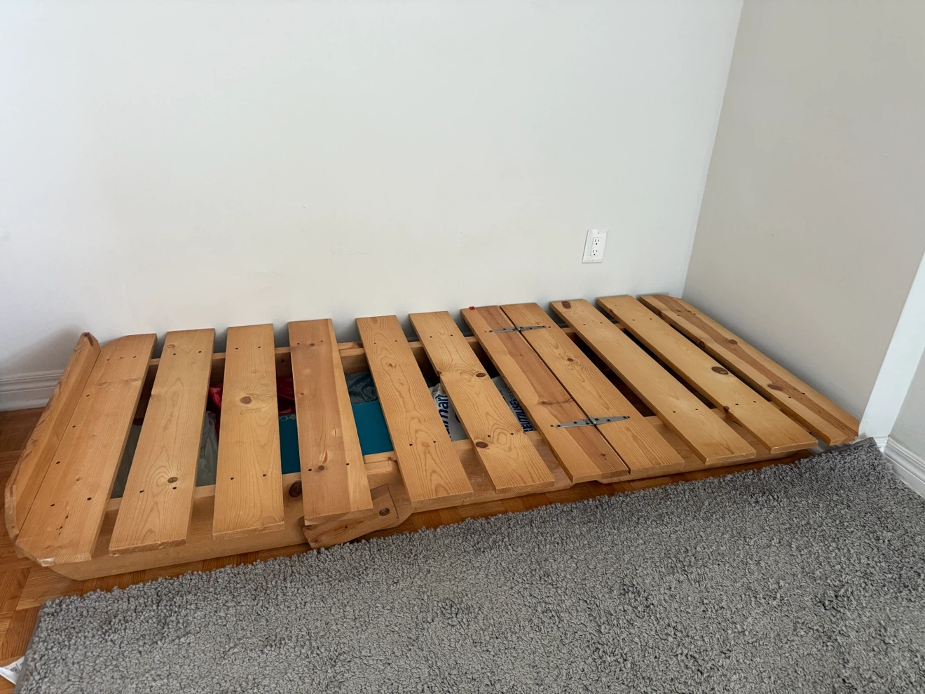 Blue Futon Mattress and Wooden Frame - photo 2