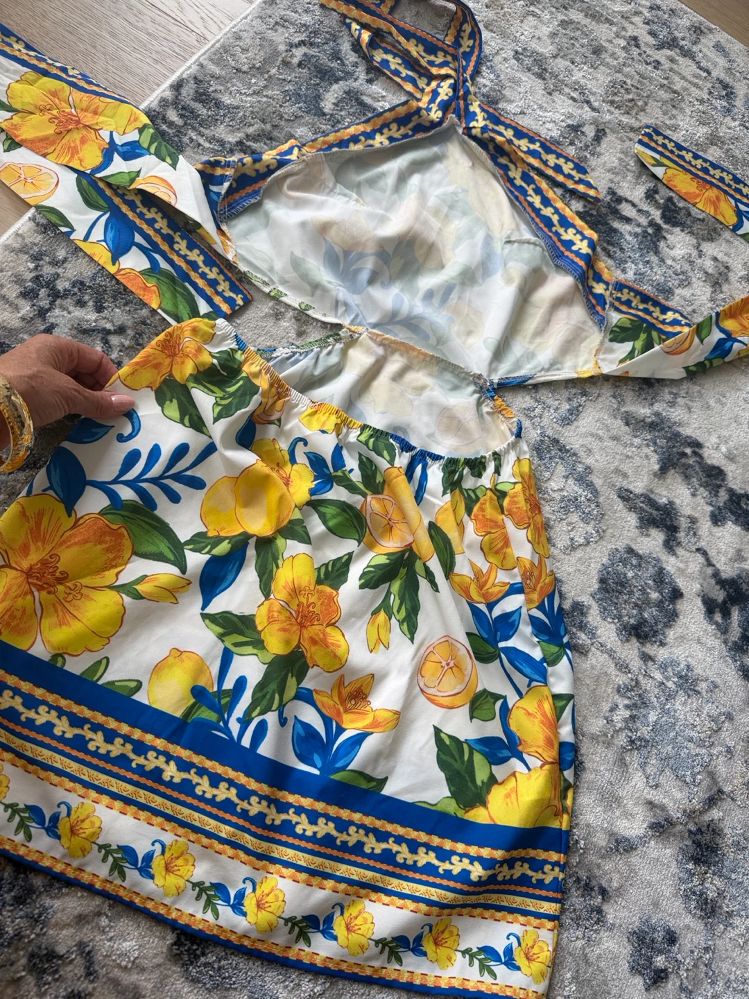 Lemon Floral Print Sundress Set