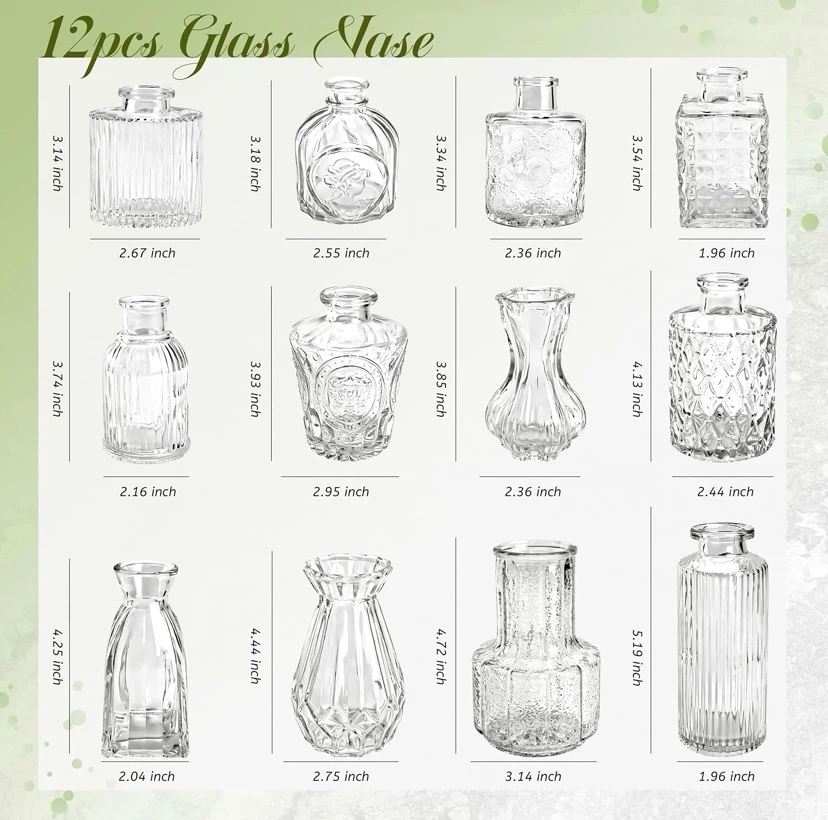 New 12 Clear Glass Bud Vases - photo 2