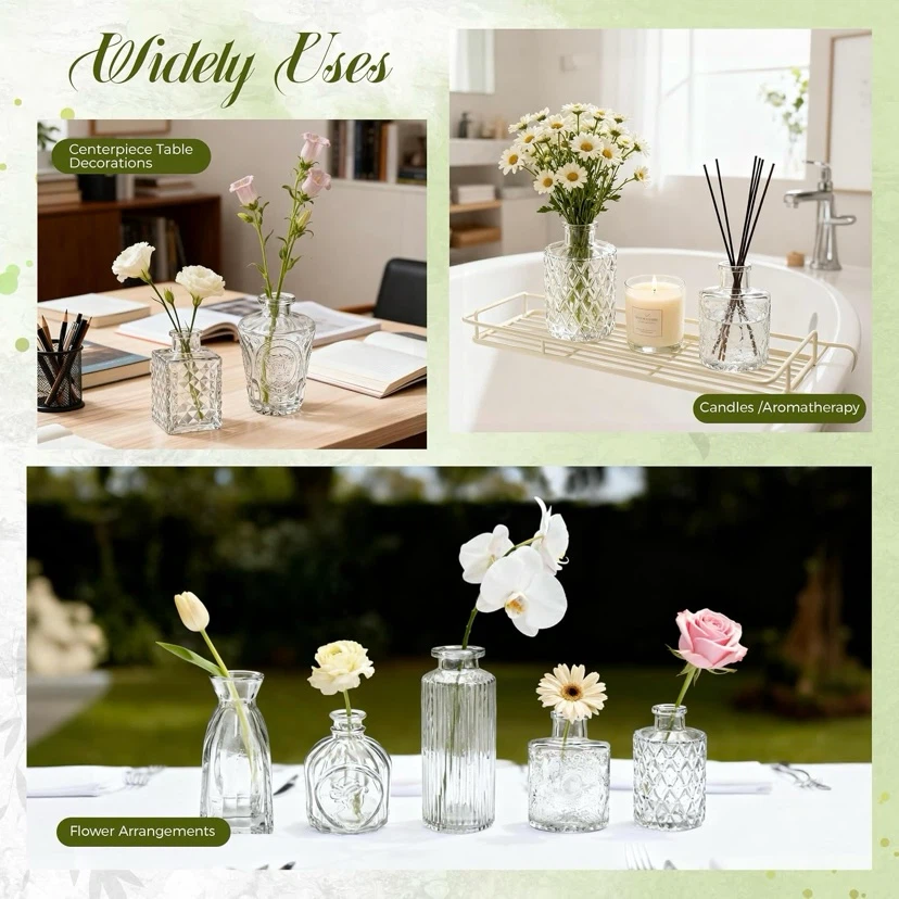 New 12 Clear Glass Bud Vases - photo 3