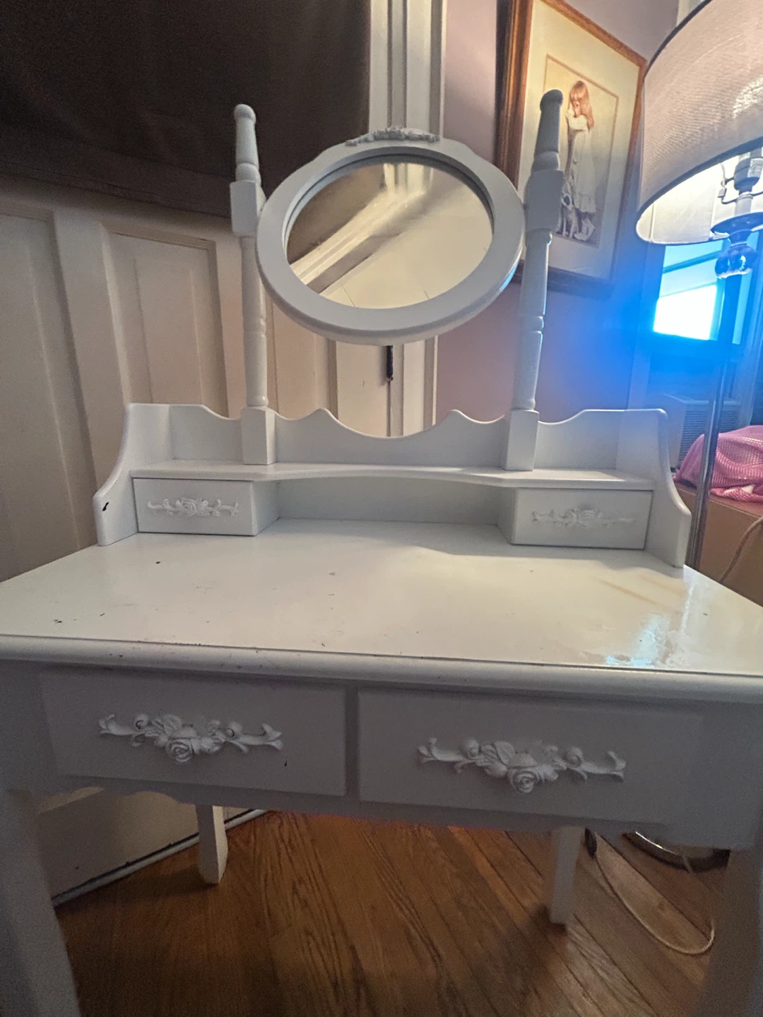 White Vanity Dresser Table with Mirror - photo 2